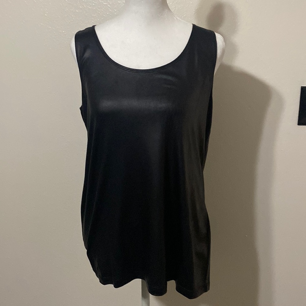 Piccadilly black pleather tank size M. Never been worn.